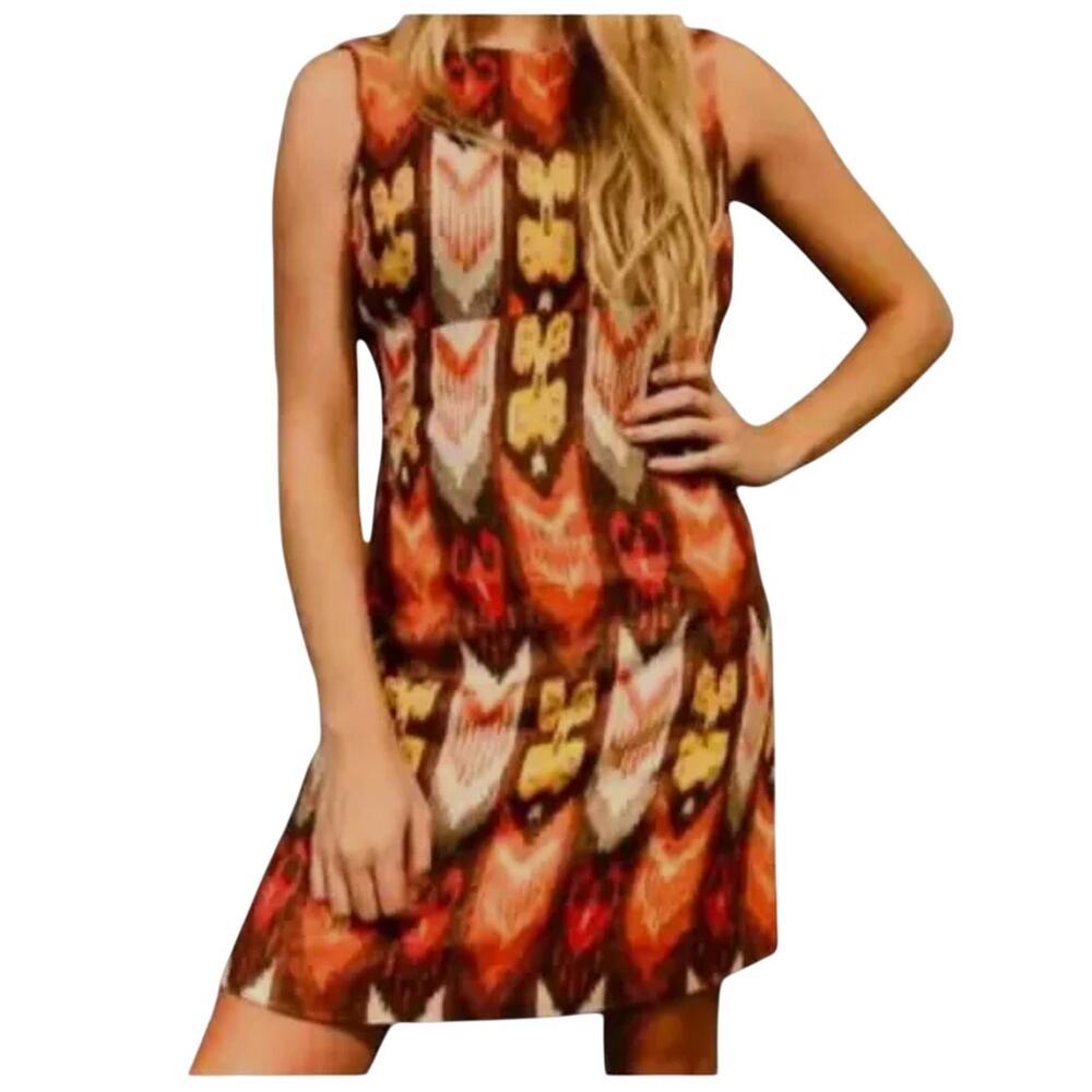Tory Burch Linen Blend Ikat Print Dress Size 0